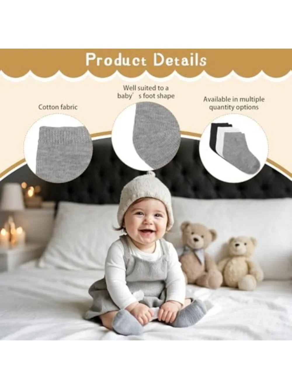 63 Pairs Infant Newborn Low Cut Socks - Breathable Cotton Baby Unisex Socks for